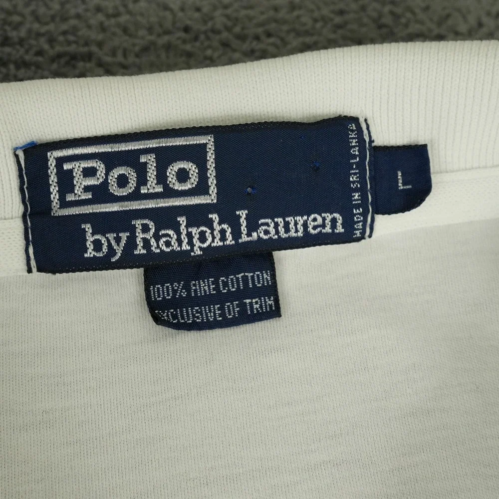 VTG Polo Ralph Lauren Polo Shirt Mens L White Masters Golf Logo Short Sleeve
